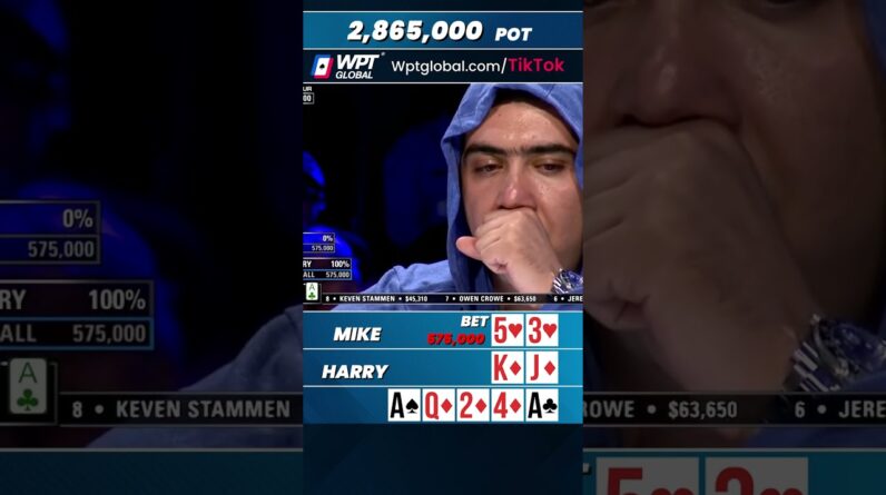 ALL IN With a FLUSH! - CRAZY Poker Hand! #shorts