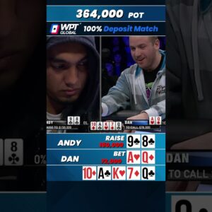 Andy Tries to Bluffs to Win a  442,000 Pot! #shorts