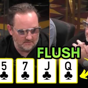MASSIVE POT $110,375 Won With FLUSH Draw at HIGH STAKES Cash Game