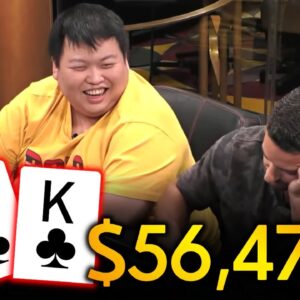 $53,475 Pot Won With FLUSH Draw at HIGH STAKES Cash Game