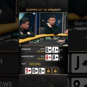 Flopped Set vs Straight! 💥 #tritonpoker #poker #shorts